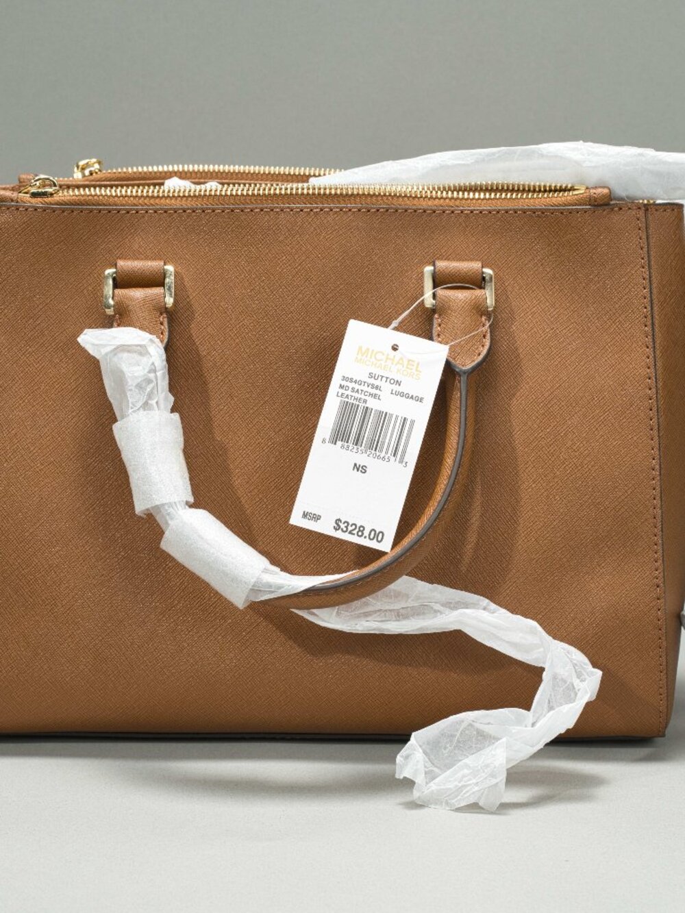Michael Kors - Sutton Medium Satchel - Luggage/Tan Saffiano Leather New with Tag
